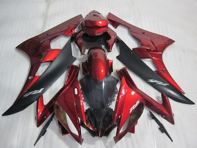 2006-2007 Red Matte Black Yamaha YZF R6 Bike Fairings Canada