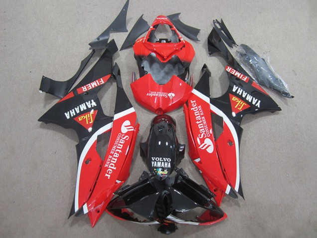 2008-2016 Red White Glossy Black Volvo Santander Fimer Yamaha YZF R6 Motorcycle Fairings Canada