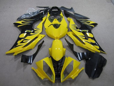 2008-2016 Yellow Glossy Black Flame Yamaha YZF R6 Motorcycle Fairings Canada