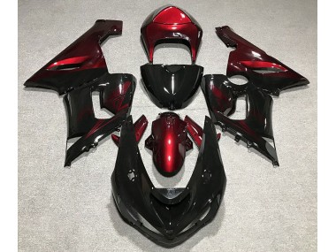 2005-2006 Gloss Black & Deep Red Kawasaki ZX6R Motorcycle Fairings Canada
