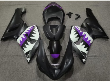 2005-2006 Matte Black and Purple Shark Kawasaki ZX6R Motorcycle Fairings Canada