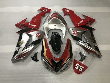 2006-2007 Shiny Silver & Red Kawasaki ZX10R Motorcycle Fairings Canada