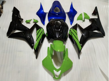 2007-2008 Gloss Black & Green and Blue Accents Honda CBR600RR Motorcycle Fairings Canada