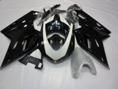 2007-2012 Gloss Black and White Ducati 848 1098 1198 Motorcycle Fairings Canada