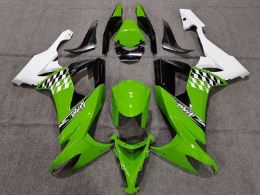 2008-2010 Green and White Cheq Kawasaki ZX10R Motorcycle Fairings Canada