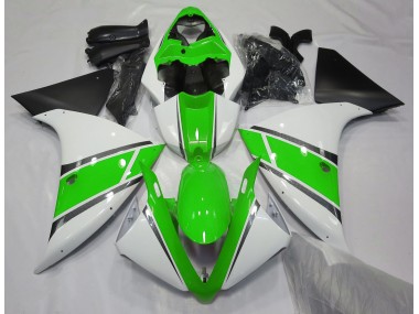 2009-2012 Gloss White and Green Yamaha R1 Motorcycle Fairings Canada