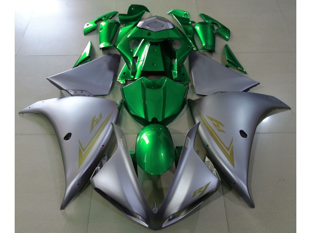 2009-2012 Matte Silver & Green Yamaha R1 Motorcycle Fairings Canada 2009-2012 Matte Silver & Green Yamaha R1 Motorcycle Fairings Canada