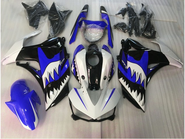 2015-2018 Blue and White Shark Yamaha R3 Motorcycle Fairings Canada