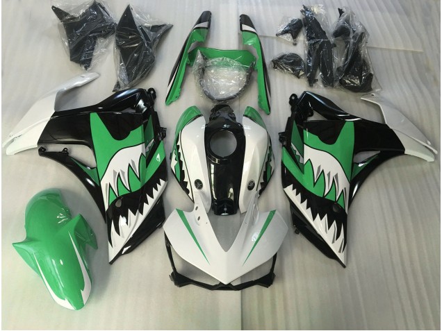2015-2018 Green and White Shark Yamaha R3 Motorcycle Fairings Canada