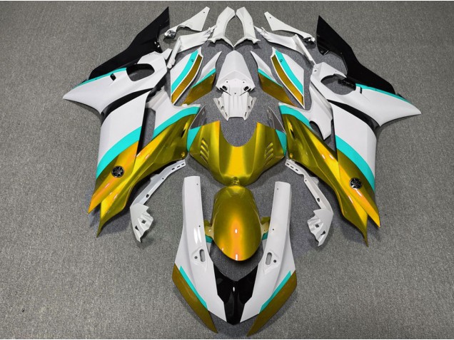 2017-2019 Gold and Light Blue Gloss Yamaha R6 Motorcycle Fairings Canada 2017-2019 Gold and Light Blue Gloss Yamaha R6 Motorcycle Fairings Canada